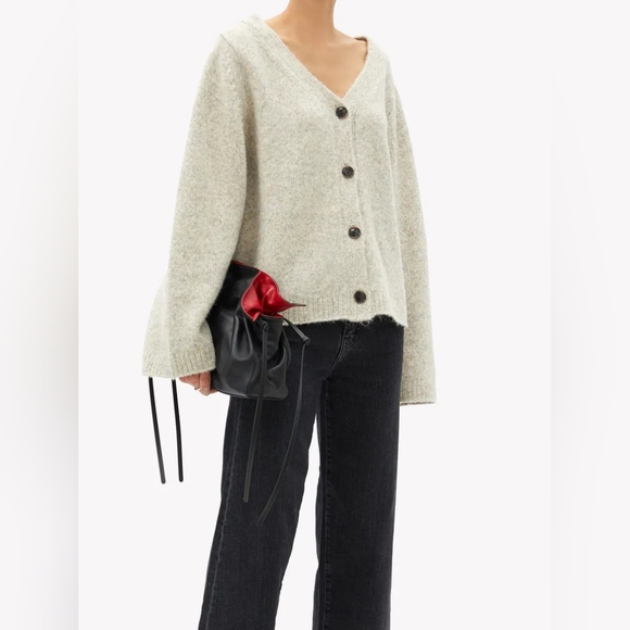 TOTEME Treviso Cream Gray Wool-Alpaca Blend Cardigan Small